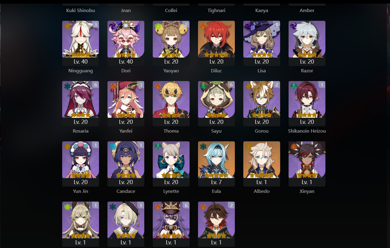 [Asia] AR56 - Eula, Albedo, Kazuha, Nahida, Tighnari, Diluc, Yelan(C1), Keqing(C1), Jean(C1), Wanderer(C2), Raiden Shogun(C6)[Dead:f]