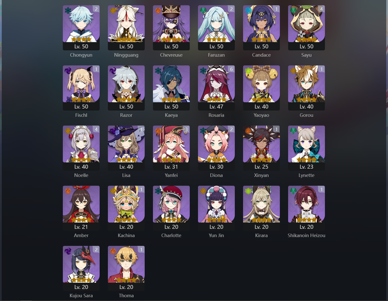 [Eu] AR56 - Furina,Nahida,Ganyu,Tartaglia,Xiao,Alhaitham,Keqing,Raiden Shogun,Xilonen,Qiqi,Ayaka,Jean