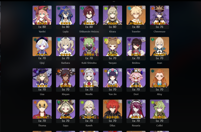 [America] AR60 - Hu Tao, Kokomi, Yelan, Nilou, Neuvillette, Furina, Eula, Raiden Shogun, Ganyu, Ayaka, Venti, Zhongli, Kazuha, Yoimiya, Nahida, Jean, Dehya, Qiqi(c1), Jeqing(C2), Mona(C2), Diluc(C3)