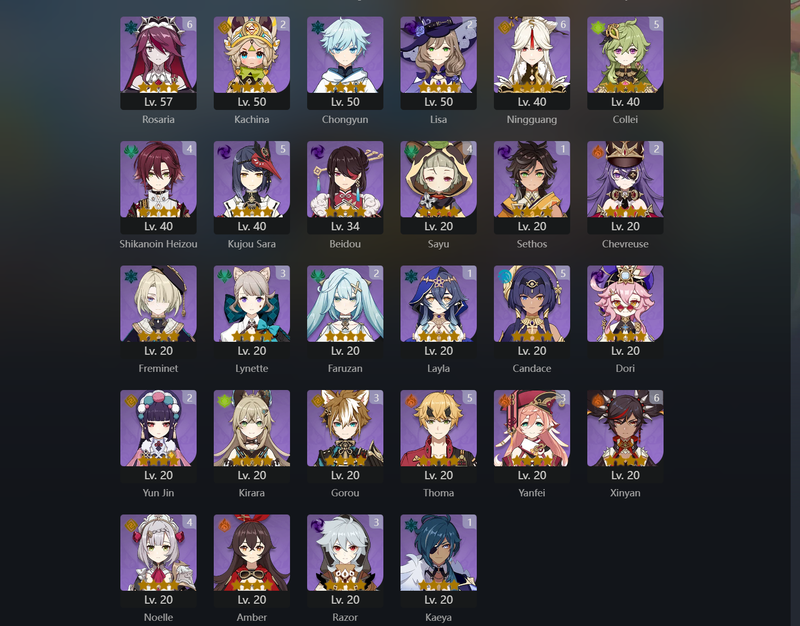 [Asia] AR58 - Furina,Alhaitham,Nahida,Yelan,Kazuha,Hu Tao,Ganyu,Mualani,Arlecchino,Xiao,Cyno,Kinich,Jean,KEqing,Dehya,Raiden Shogun(C1),Tighnari(C1),Qiqi(C2)