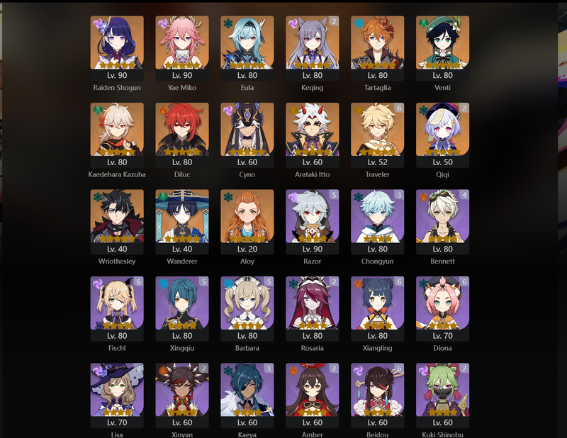 [America] AR56 - Raiden Shogun,Yae Miko,Eula,Tartaglia,Venti,Kazuha,Diluc,Cyno,Itto,Wriothesley,Wanderer,Qiqi(C2),Keqing(C2)