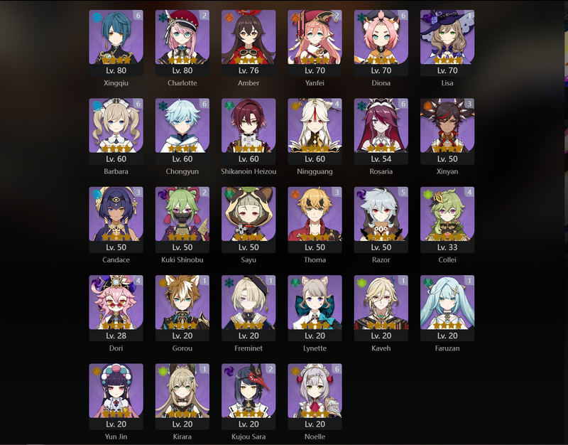 [Eu] AR59 - Albedo,Venti,Ayaka,Navia,Yoimiya,Tartaglia,Shenhe,Furina,Ganyu,Kokomi,Yelan,Mona(C1),Qiqi(C2),Keqing(C2),Jean(C2)