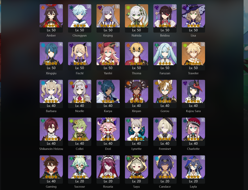 [Asia] AR56 - Zhongli, Ganyu, Raiden Shogun, Kokomi, Yelan, Tartaglia, Wanderer, Nahida, Jean(C1), Keqing(C1)