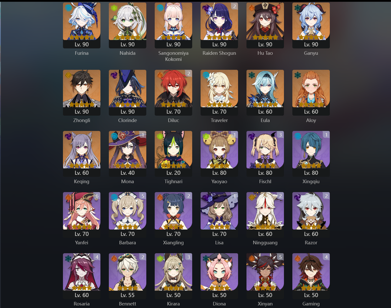 [Eu] AR57 - Furina,Nahida,Kokomi,Hu Tao,Ganyu,Zhongli,Clorinde,Eula,Keqing,Tighnari,Raiden Shogun(C2)