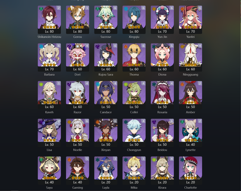 [America] AR60 - Xianyun,Ndahida,Nilou,Ayato,Shenhe,Itto,Kazuha,Ganyu,Tartaglia,Zhongli,Xiao,Ayaka,Arlecchino,Furina,Tighnari,Diluc,Dehya,Jean(C1),Mona(C2),Qiqi(C2),Keqing(c3)