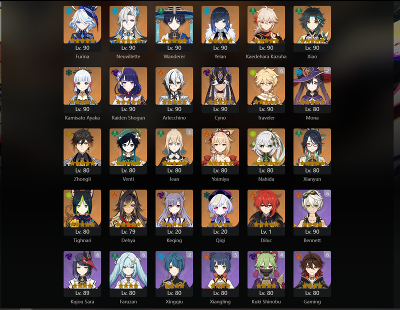 [Eu] AR60 - Furina,Neuvillette,Wanderer,Xiao,Kazuha,Yelan,Ayaka,Raiden Shogun,Arlecchino,Cyno,Zhongli,Venti,Yoimiya,Nahida,Xianyun,Tighnari,Dehya,Keqing,Qiqi,Diluc