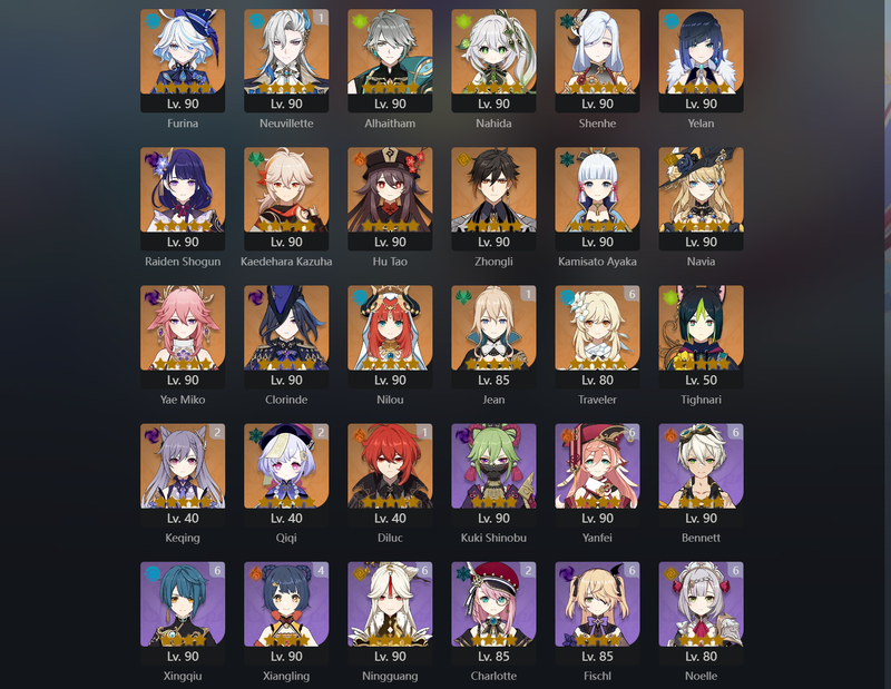 [America] AR60 - Furina,Alhaitham,Nahida,Shenhe,Yelan,Raiden Shogun,Kazuha,Hu Tao,Zhongli,Ayaka,Navia,Yae Miko,Clorinde,Nilou,Tighnari,Neuvillette(C1)