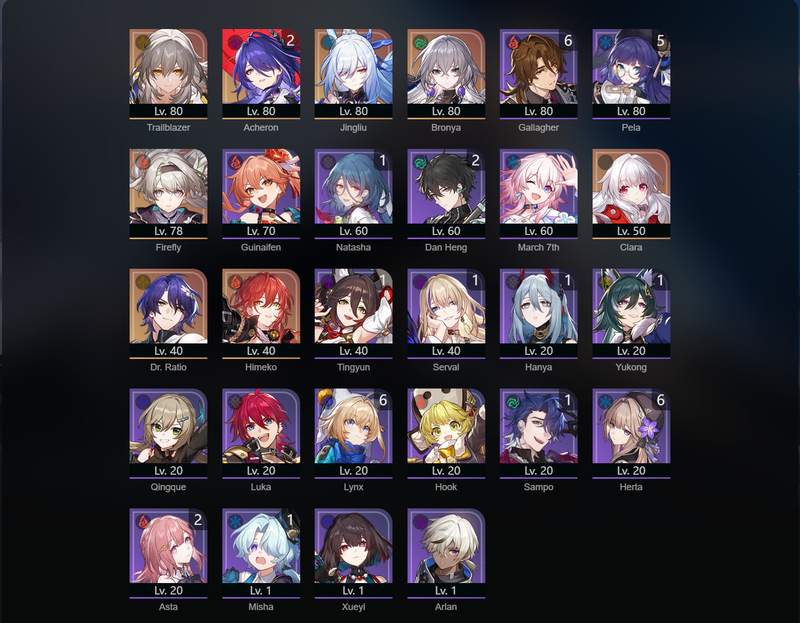 [Asia] TL66 - Jimngliu,Bronya,Firefly,Clara,Himeko,Acheron(E2)