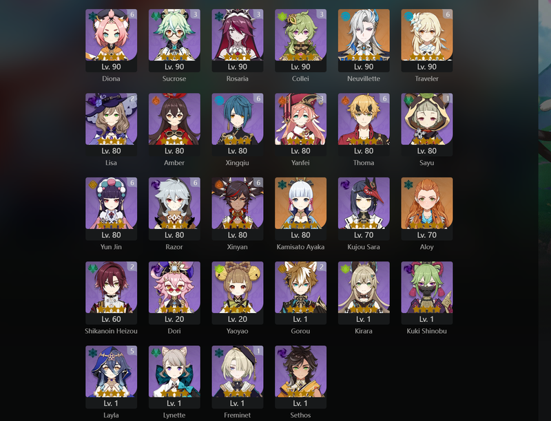 [Asia] AR60 - Miko, Nahida,Albedo,Diluc,Venti,Zhongli,Kazuha,Yoimiya,Eula,Itto,Neuvillette,Ayaka,Qiqi(C2),Mona(C2),KEqing(C2),Jean(C3)