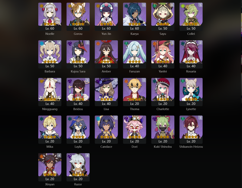 [America] AR58 - Yelan,Raiden Shogun,Xiao,Ayaka,Yoimiya,Venti,Itto,Shenhe,Zhongli,Albedo,Wanderer,Dehya,Keqing,Diluc(C1),Qiqi(C1),Jean(C1)