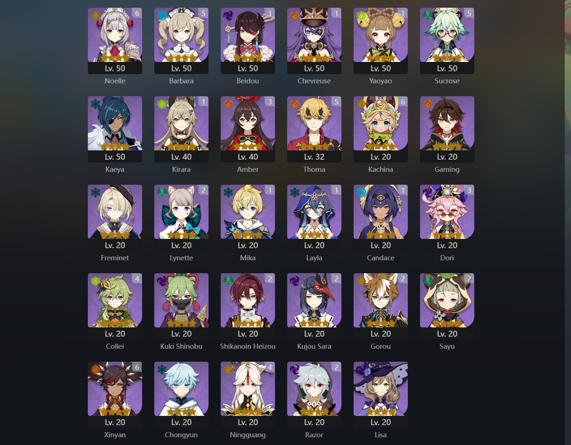 [America] AR58 - Raiden Shogun,Ganyu,Wanderer,Ayaka,Navia,Arlecchino,Hu Tao,Eula,Zhongli,Venti,Shenhe,Cyno,Miko,Qiqi,Jean,Kazuha(C1),Mona(C1),Diluc(C2),Keqing(C2)