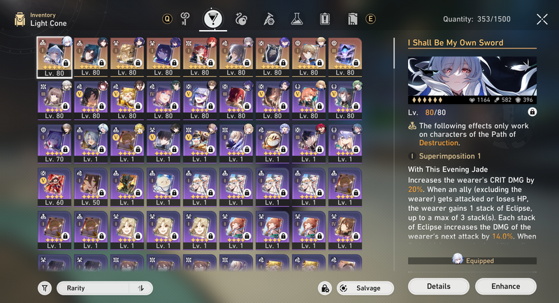 [Eu] AR70 - Robin, Acheron, Sparkle, Huohuo, Jingliu, Blade, Jing Yuan, Seele, Bronya, Himeko, Clara, Gepard(E1), Welt(E3)