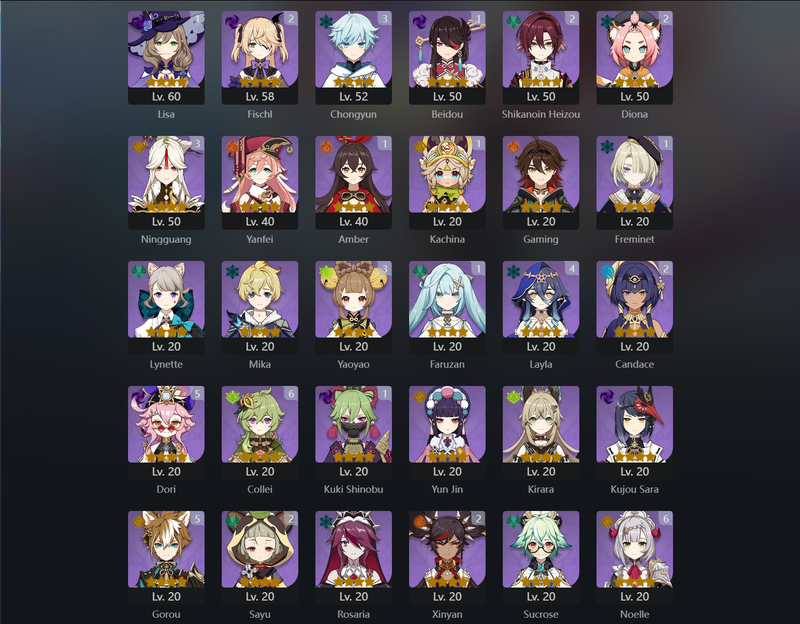 [Asia] AR56 - Alhaitham,Zhongli,Xiao,Tartaglia,Wriothesley,Kazuha,Venti,Ayaka,Yelan,Nahida,Raiden Shogun,Keqing,Mona,Diluc(C1),Jean(C3)