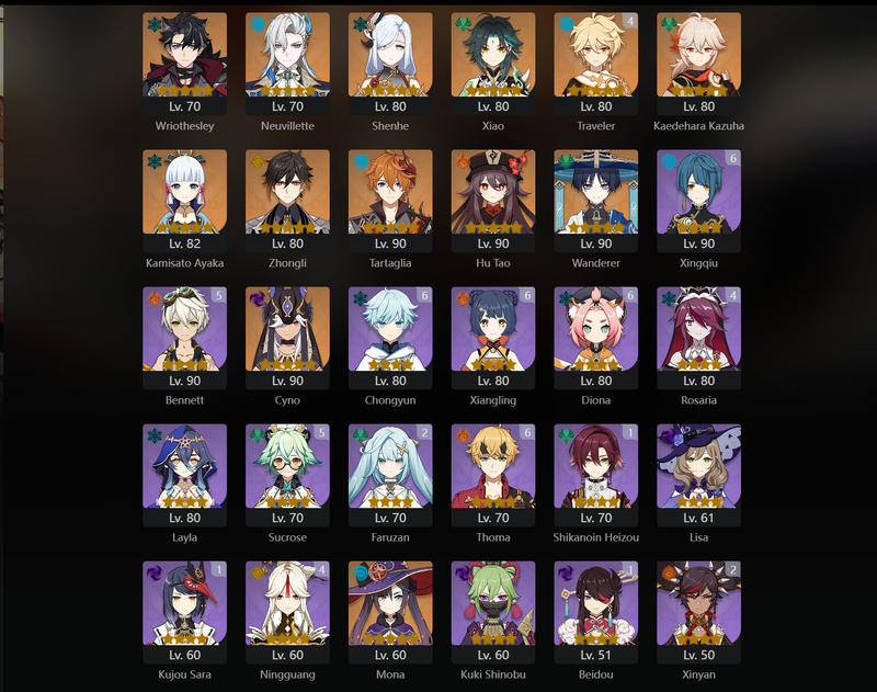 [Asia] AR58 - Wriothesley,Neuvillette,Shenhe,Xiao,Kazuha,Ayaka,Zhongli,Tartaglia,Hu Tao,Wanderer,Cyno,Mona,Qiqi,Clorinde,Jean(C1)