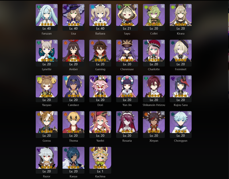 [Asia] AR60 - Ayaka,Xianyun,Neuvillette,Navia,Hu Tao,Raiden Shogun,Wanderer,Yelan,Yoimiya,Kazuha,Ganyu,Zhongli,Qiqi,Furina(C1),Mona(C1),Keqing(C1),Tighnari(C2),Jean(C5)