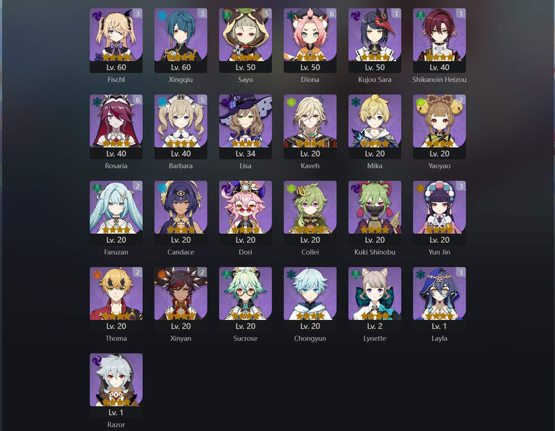 [Asia] AR57 - Miko,Eula,Ganyu,Raiden Shogun,Alhaitham,Yelan,Kokomi,Venti,Baizhu,Keqing(C1)