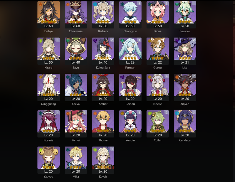 [Asia] AR56 - Xiao, Zhongli, Raiden Shogun, Cyno, Navia, Neuvillette, Kazuha, Diluc, Dehya