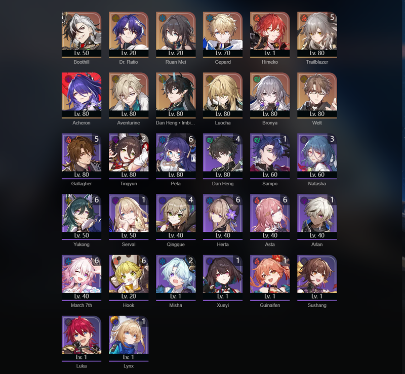 [Asia] TL70 - Lingsha,Ruan Mei,Boothill,Gepard,Himeko,Acheron,Aventurine,Dan Heng,Luocha,Bronya,Welt