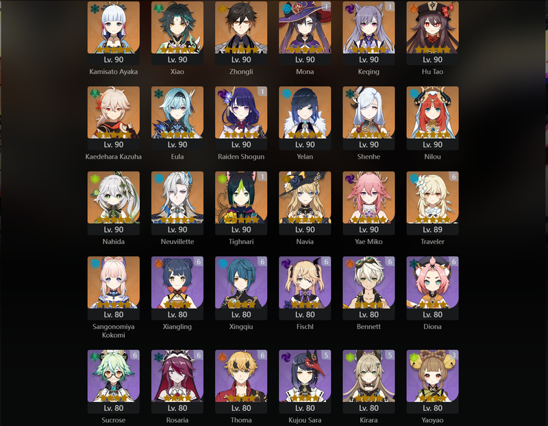 [Asia] AR60 - Mualani,Ayaka,Xiao,Zhongli,Hu Tao,KAzuha,Eula,Yelan,Shenhe,Nilou,Nahdida,Neuvillette,Navia,Miko,Kokomi,Jean,Qiqi,Mona(C1),Keqing(C1),Raiden Shogun(C1),Tighnari(C1),Diluc(C1)