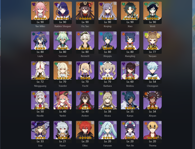 [America] AR57 - Miko,Raiden Shogun,Hu Tao,Xiao,Venti,Dehya,Keqing(C1),Diluc(c2)