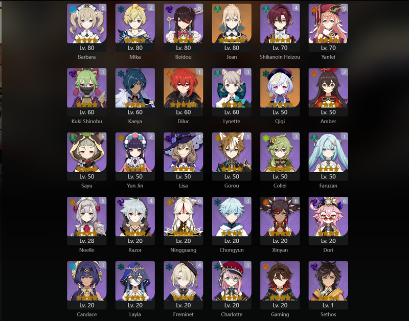 [Asia] AR60 - Mualani,Ayaka,Xiao,Zhongli,Hu Tao,KAzuha,Eula,Yelan,Shenhe,Nilou,Nahdida,Neuvillette,Navia,Miko,Kokomi,Jean,Qiqi,Mona(C1),Keqing(C1),Raiden Shogun(C1),Tighnari(C1),Diluc(C1)