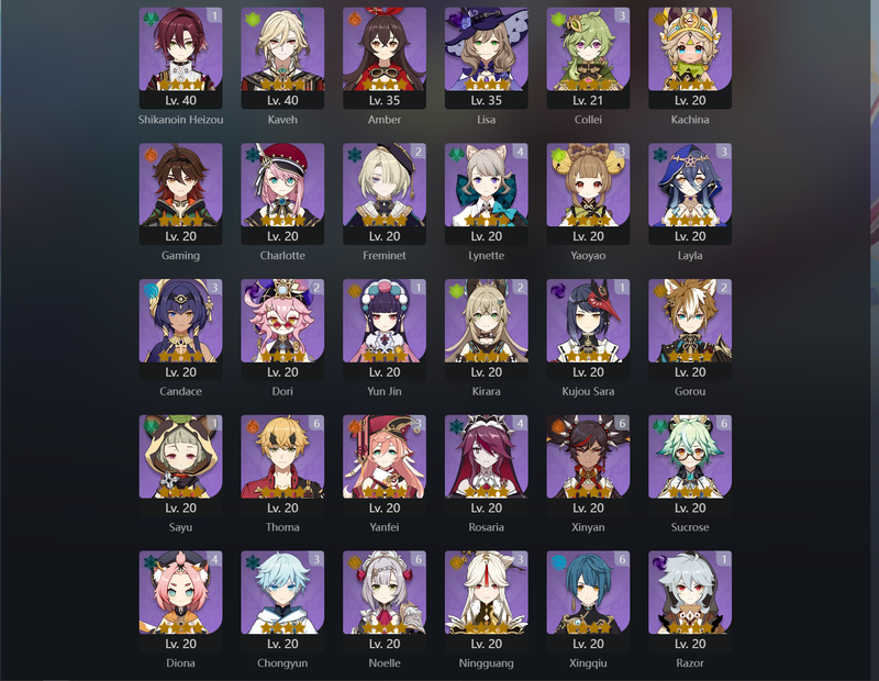 [America] AR58 - Arlecchino,Furinam,Alhaitham,Ayato,Shenhe,Kazuha,Albedo,Tartaglia,Xiao,Jean,Kinich,Klee,Diluc,Dehya,Neuvillette(C1),Yelan(C1),Mona(C1),Qiqi(C2)